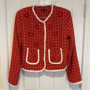 Sister Jane Tweed Blazer w/Floral Detail M